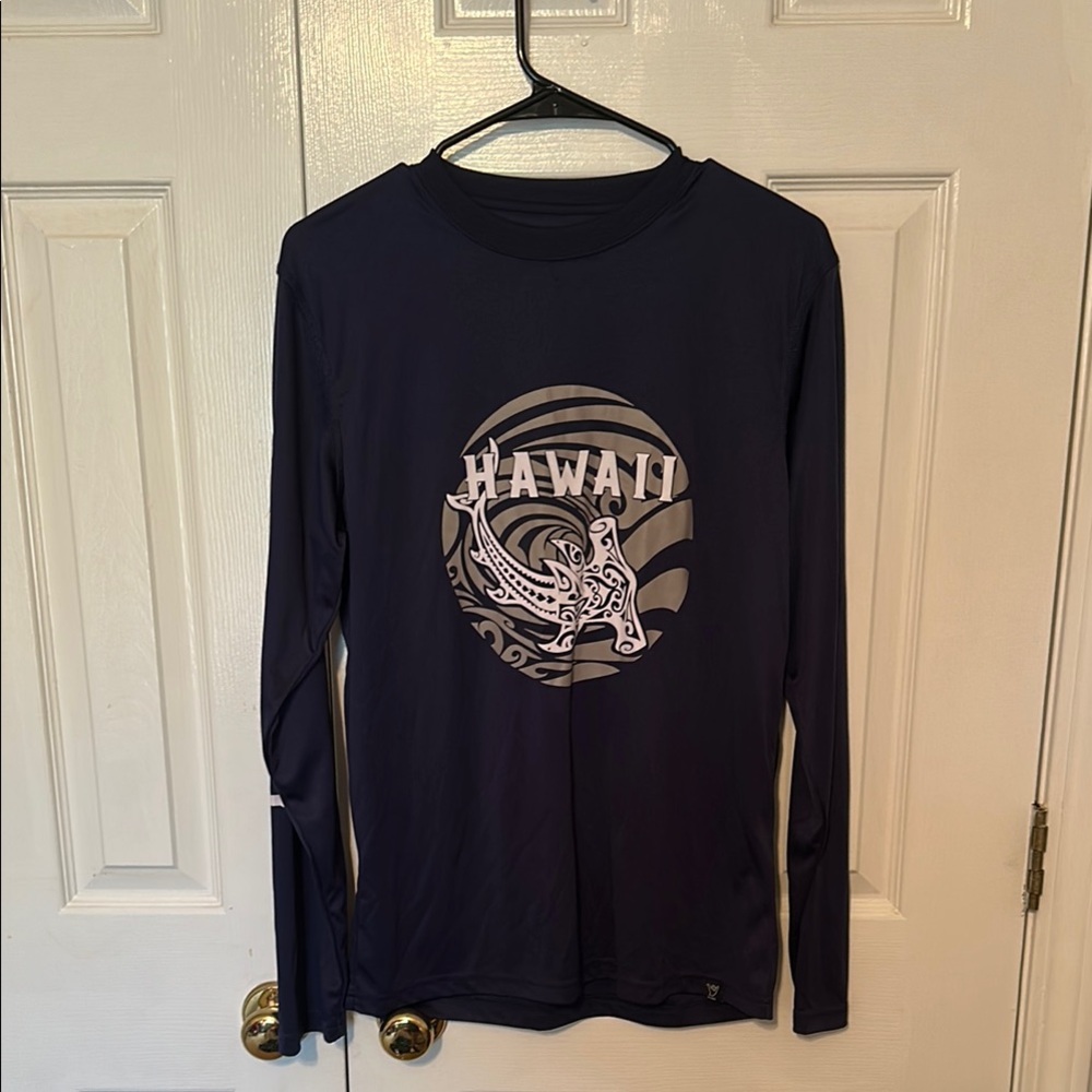 Island Crew Hawaii Blue Long Sleeve Tee with Island Graphic